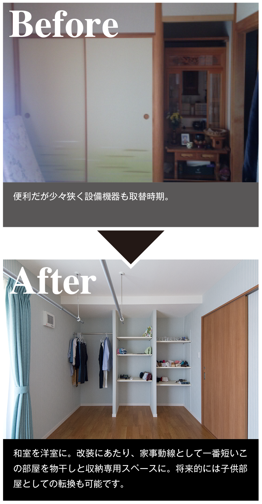 洗濯ものを干してそのまま収納できるランドリールームをご提案。